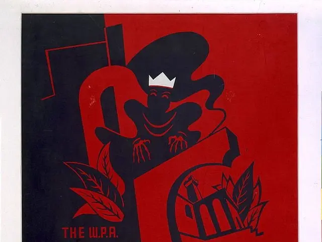 In the image there is a red poster with some pictures and texts.